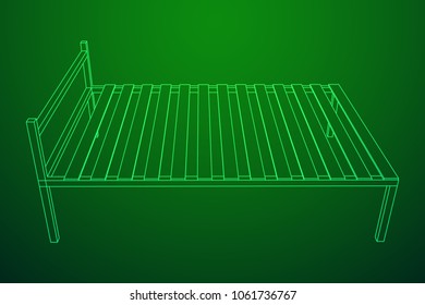 Base orthopedic bed wireframe low poly mesh vector illustration.