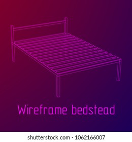 Base orthopedic bed wireframe low poly mesh vector illustration.