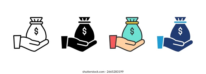 Base Salary Icon Set Multiple Style Collection