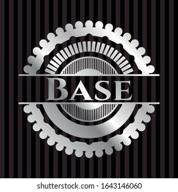 Base silvery badge or emblem. Vector Illustration. Mosaic.