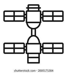 Base space station icon outline vector. Galaxy planet spaceship. Colony ship