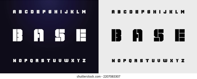 BASE Sports minimal tech font letter set. Luxury vector typeface for company. Modern gaming fonts logo design.