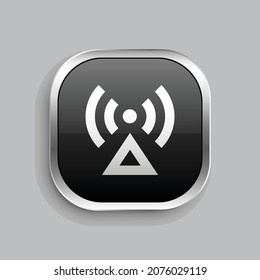base station line icon design. Glossy Button style rounded rectangle isolated on gray background. Vector illustration
