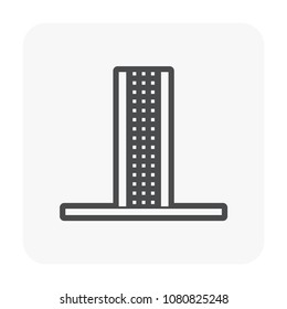 Base support vector icon. Also called leg, bracket, clamp, holder or floor mounted. For office desk partition, screen stand, wall panel, acrylic cubicle and desk divider to divide interior room space.