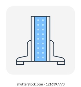 Base support vector icon. Also called leg, bracket, clamp, holder or floor mounted. For office desk partition, screen stand, wall panel, acrylic cubicle and desk divider to divide interior room space.
