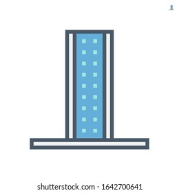 Base support vector icon. Also called leg, bracket, clamp, holder or floor mounted. Part of office desk partition, screen stand, wall panel, cubicle and desk divider to divide room space. 64x64 pixel.
