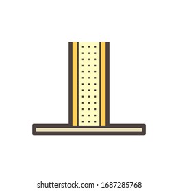 Base support vector icon. Also called leg, bracket, clamp, holder or floor mounted. For office desk partition, screen stand, wall panel, acrylic cubicle and desk divider to divide interior room space.