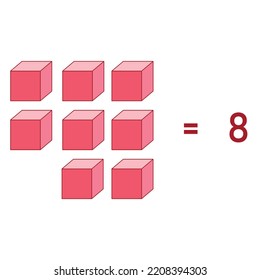 base ten block model of eight number.