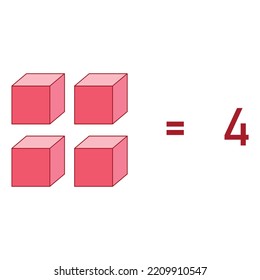 base ten block model of four number.