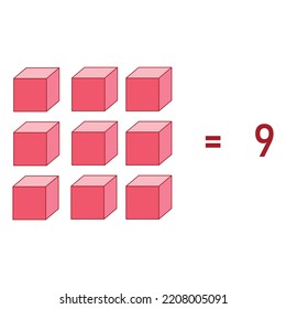 base ten block model of nine number.