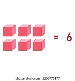 base ten block model of six number.