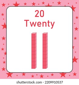 base ten block model of twenty number.