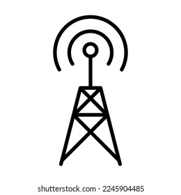Diseño vectorial de la línea de la estación del transceptor base, icono de línea de trazo editable