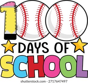 
Béisbol 100 días de diseño de camiseta escolar