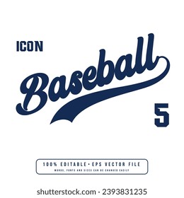 Baseball 5 text effect vector. Editable college t-shirt design printable text effect vector