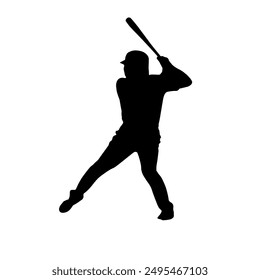 Silueta de logotipo de deportes de acción de béisbol