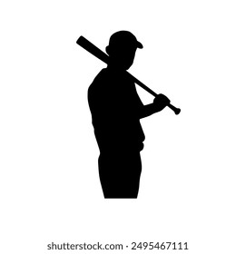 Baseball action sports logo silhouette