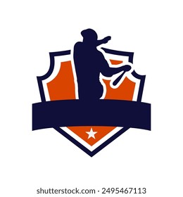 Baseball action sports logo silhouette