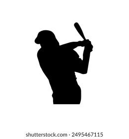 Baseball action sports logo silhouette