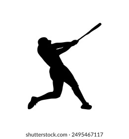 Baseball action sports logo silhouette