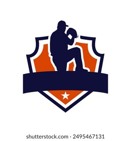Baseball action sports logo silhouette