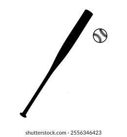 Baseball alloy bat and ball silhouette icon symbol. vector illustration