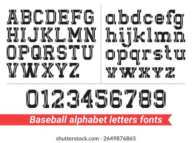 Baseball alphabet letters fonts illustration
