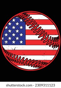 Baseball American Flag Vektorgrafik Design, EPS Datei. Design-Datei für T-Shirt. SVG, EPS-Schnittwortdatei