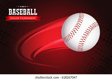 baseball with animated motion lines on a red background vector design.