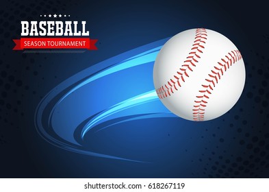 baseball with animated motion lines on a blue background vector design.
