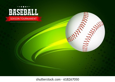 baseball with animated motion lineson a green background vector design.