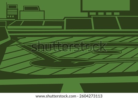 Baseball Arena Field Stadium Outline Silhouette  Vector