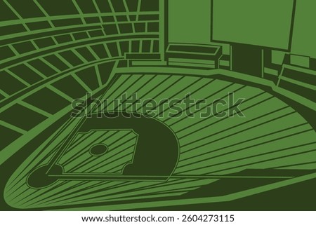 Baseball Arena Field Stadium Outline Silhouette  Vector