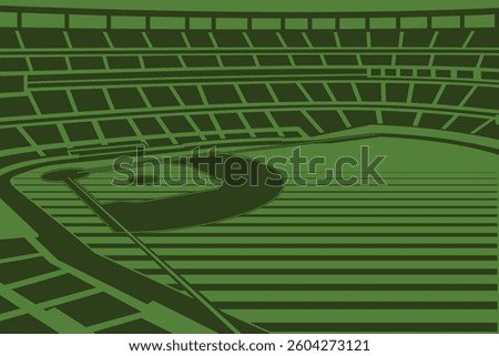 Baseball Arena Field Stadium Outline Silhouette  Vector