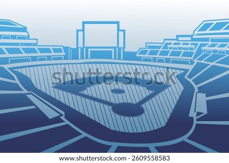 Baseball Arena Field Stadium Outline Silhouette  Vector
