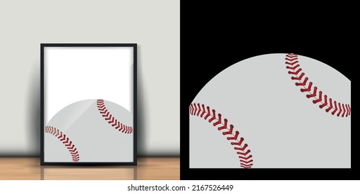 baseball artboard cafe poster idea frame with mockup.Vector Illustration for home decorations