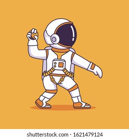 Baseball Astronaut throw ball, vector retro cartoon sport illustration