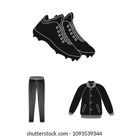 Baseball and attributes black icons in set collection for design.Baseball player and equipment vector symbol stock web illustration.