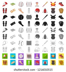 Baseball and attributes cartoon icons in set collection for design.Baseball player and equipment vector symbol stock web illustration.