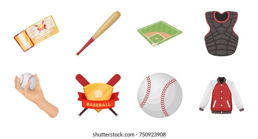 Baseball and attributes icons in set collection for design.Baseball player and equipment vector symbol stock  illustration.