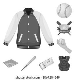 Baseball and attributes monochrome icons in set collection for design.Baseball player and equipment vector symbol stock web illustration.