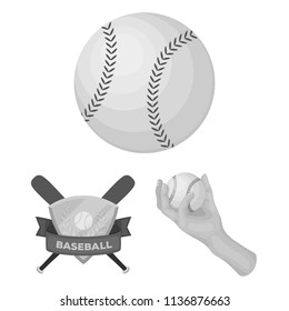 Baseball and attributes monochrome icons in set collection for design.Baseball player and equipment vector symbol stock web illustration.