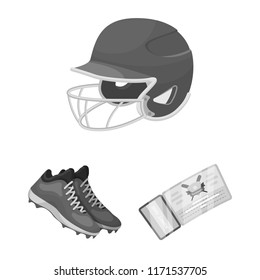 Baseball and attributes monochrome icons in set collection for design.Baseball player and equipment vector symbol stock web illustration.