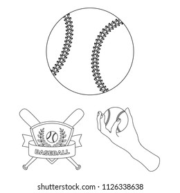 Baseball and attributes outline icons in set collection for design.Baseball player and equipment vector symbol stock web illustration.
