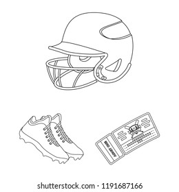 Baseball and attributes outline icons in set collection for design.Baseball player and equipment vector symbol stock web illustration.