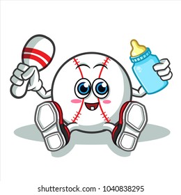 baseball baby mascot vector cartoon illustration
