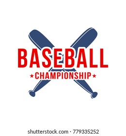 Baseball background. Baseball bats with lettering. Sport club logo, tournament emblem, poster design. Vector
