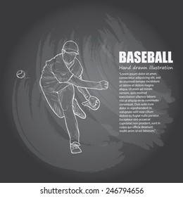 baseball background Design. Hand drawn. chalkboard. vector.
