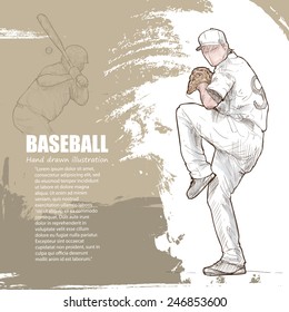 baseball background Design. Hand drawn.