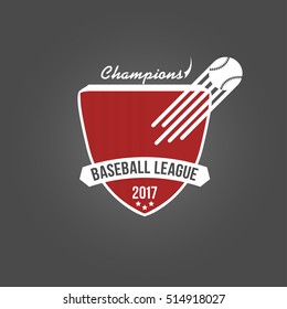 Baseball badge, league logo or template for championship, sport team and others. Vector illustration isolated on dark background